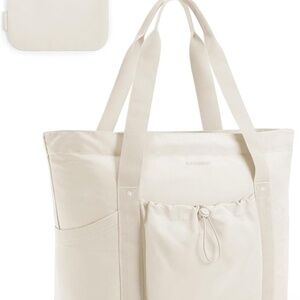 Bagsmart Foldable Tote Bag for Women, Beige/Cream